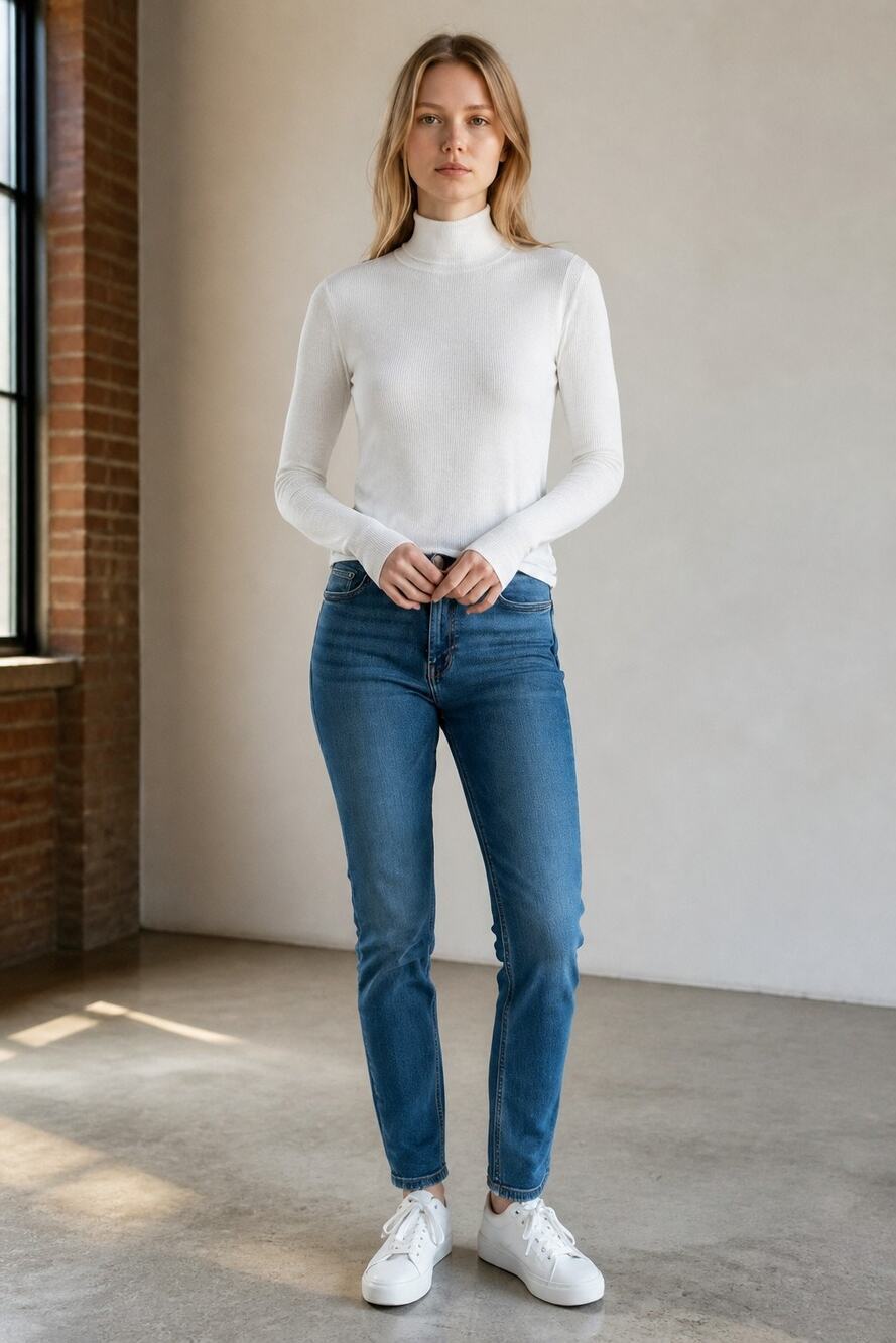 Abercrombie & Fitch AF Essentials White Ribbed Knit Mock Neck Sweater Size XS